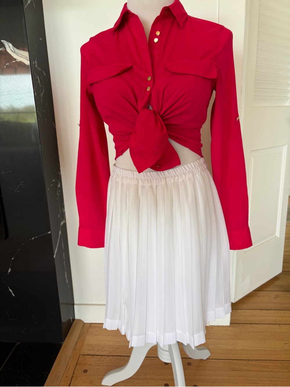 Banana Republic White Pleated Mini Skirt